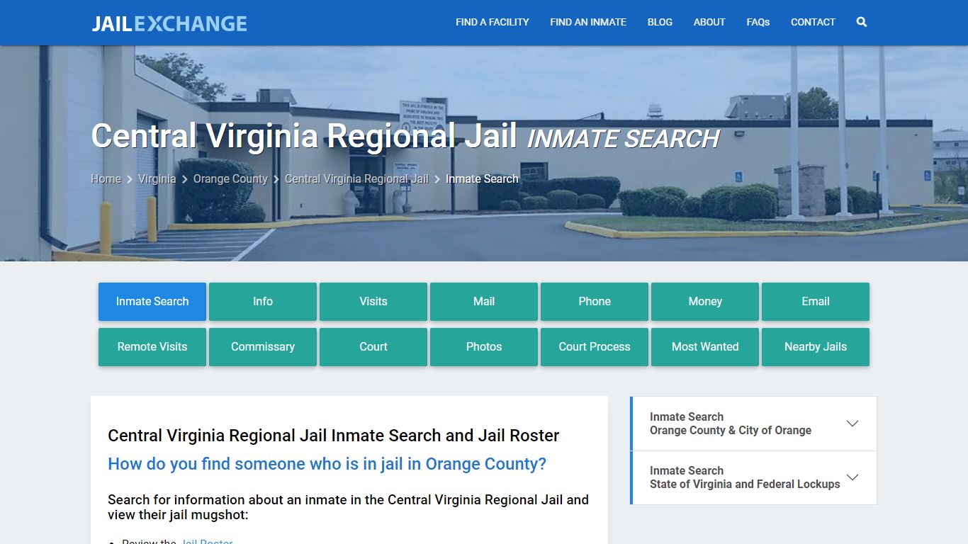 Central Virginia Regional Jail Inmate Search - Jail Exchange