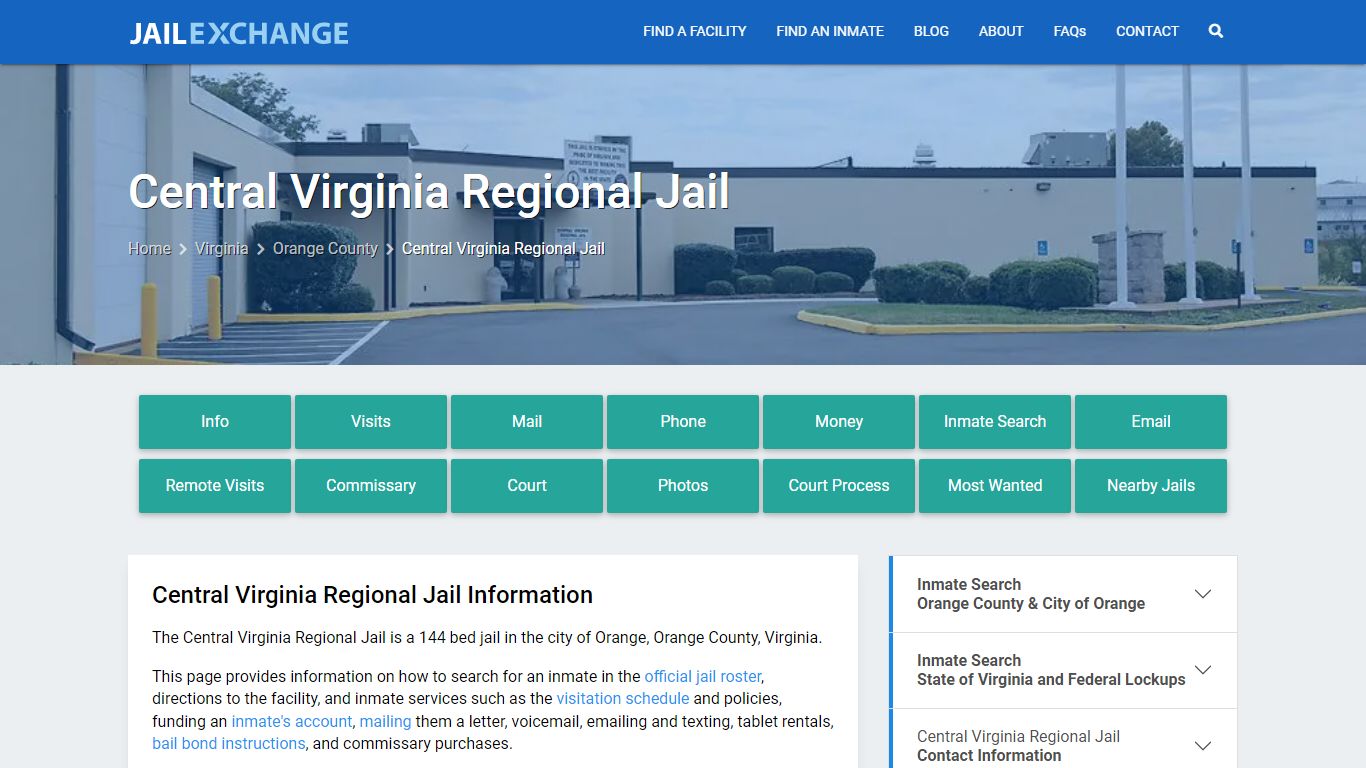 Central Virginia Regional Jail, VA Inmate Search, Information